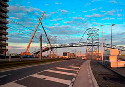  Tijdelijk brug bij 100ste editie van het BK cyclocross in Oostende